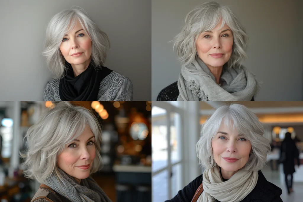 Trendy Short Bob with Bangs for Women Over 60